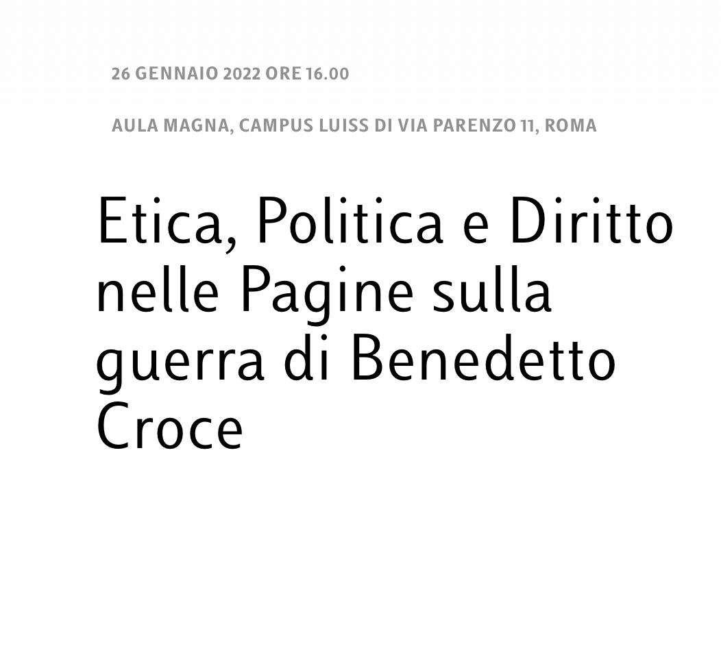 Etica, Politica e Diritto nelle Pagine sulla guerra di Benedetto Croce